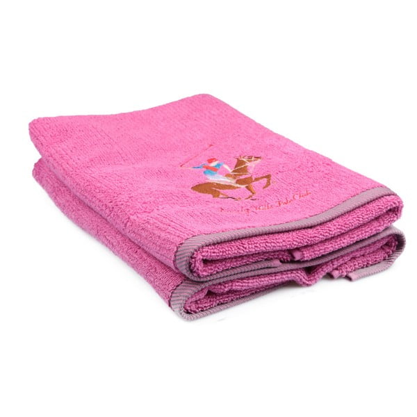 Zestaw 2 różowych ręczników Beverly Hills Polo Club Tommy Yazi, 50x100 cm