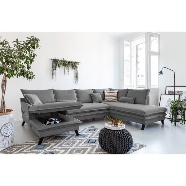 Ciemnoszara rozkładana sofa w kształcie litery "U" Miuform Charming Charlie, prawostronna-image-3