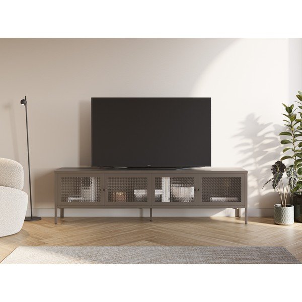 Szara metalowa szafka pod TV 160x50x35 cm Layna – Marckeric-image-1