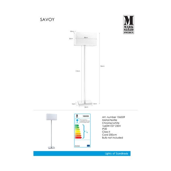 Biała lampa stojąca Markslöjd Savoy-image-1