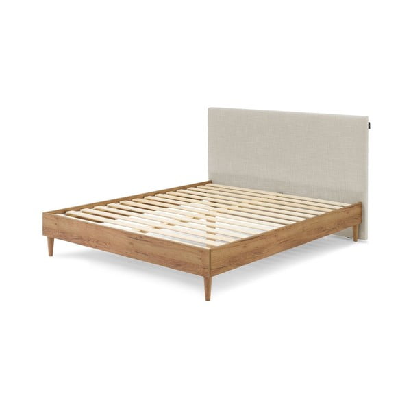Beżowo-naturalne łóżko dwuosobowe ze stelażem 160x200 cm Noa – Bobochic Paris