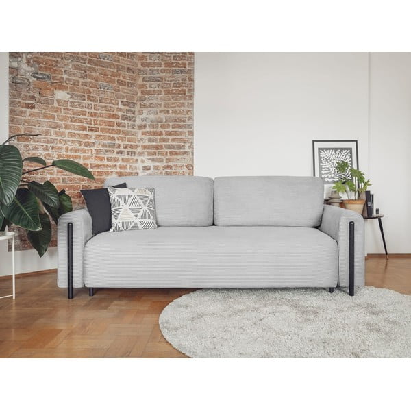 Jasnoszara sztruksowa rozkładana/ze schowkiem sofa 244 cm Arcadova – ELTAP-image-1