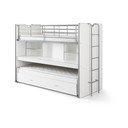 Białe piętrowe łóżko dziecięce z wysuwanym łóżkiem, schowkiem i stelażem 90x200 cm Bonny – Vipack