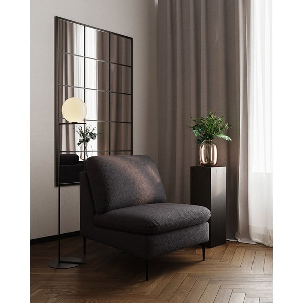 Czarny fotel z przędzy pętelkowej Bouclé Moilo – MESONICA-image-1