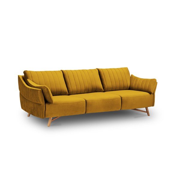 Żółta sofa z aksamitnym obiciem Interieurs 86 Elysée, 232 cm-image-4