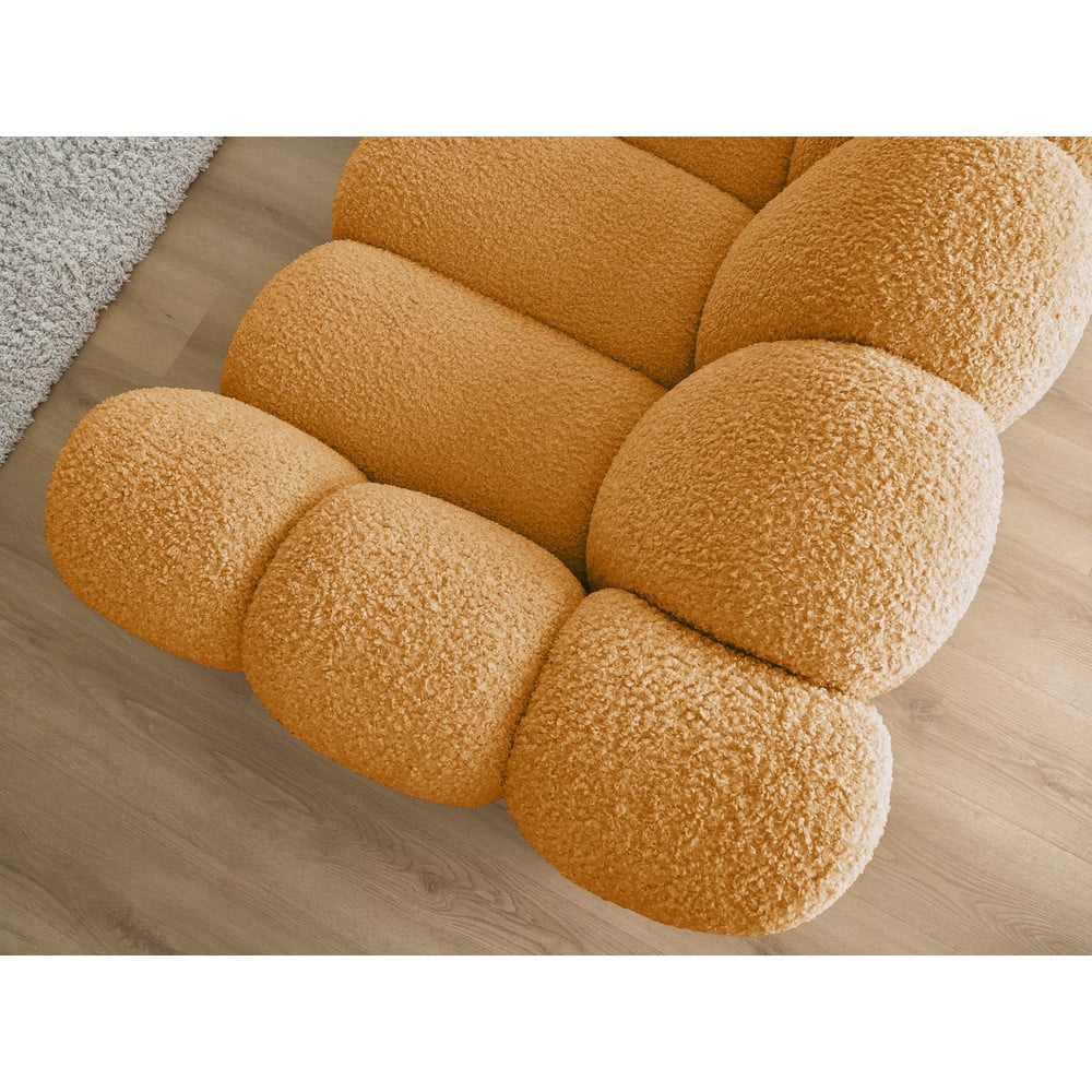 Musztardowa sofa z materiału bouclé 232 cm Hippolyte – Bobochic Paris (zdjęcie 4)