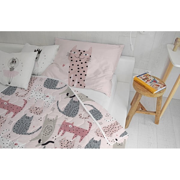 Zestaw pikowanego koca i poszewki na poduszkę z satyny bawełnianej 140x200 cm – Butter Kings-image-1