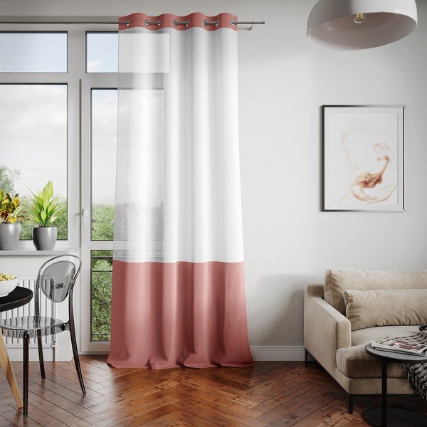 Biało-brązowa zasłona AmeliaHome Irvelette Eyelets, 140x250 cm-image-1