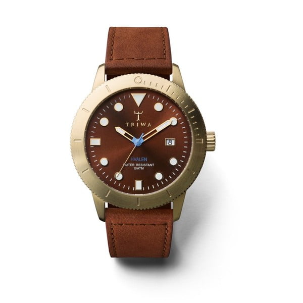Zegarek z brązowym paskiem skórzanym Triwa Chestnut Hvalen Brown Sewn