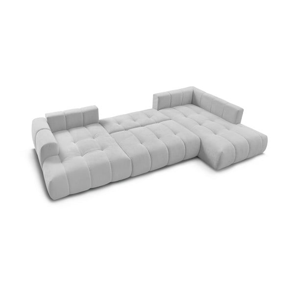 Jasnoszary rozkładany/ze schowkiem narożnik (prawostronny/w kształcie litery U) Fuji – Bobochic Paris-image-4