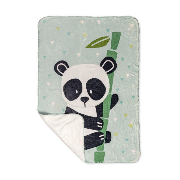 Jasnozielony koc dziecięcy z mikrowłókna 140x110 cm Panda – Moshi Moshi-image-3