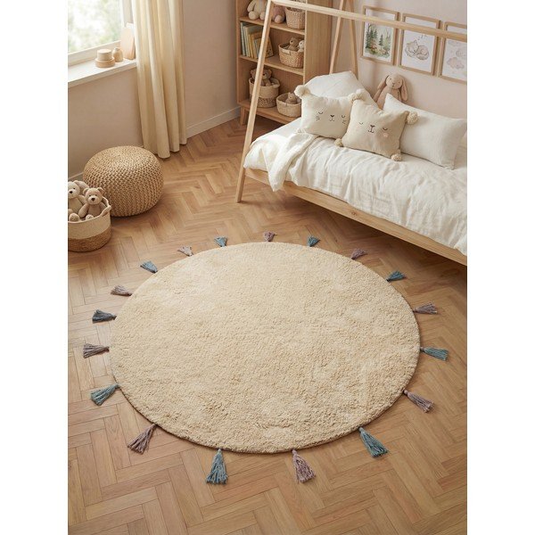 Kremowy bawełniany dywan dziecięcy odpowiedni do prania/tkany ręcznie ø160 cm Snuggle Sunna – Hanse Home-image-1