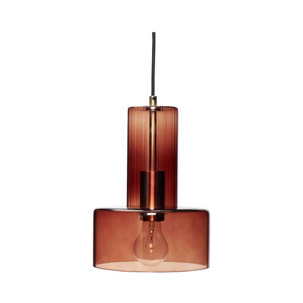 Brązowa lampa wisząca ze ściemniaczem i szklanym kloszem ø 20 cm Ripple – Hübsch