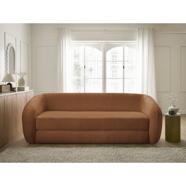 Ceglasta rozkładana sofa z tkaniny szenilowej 228 cm Neyo – Bobochic Paris-image-1