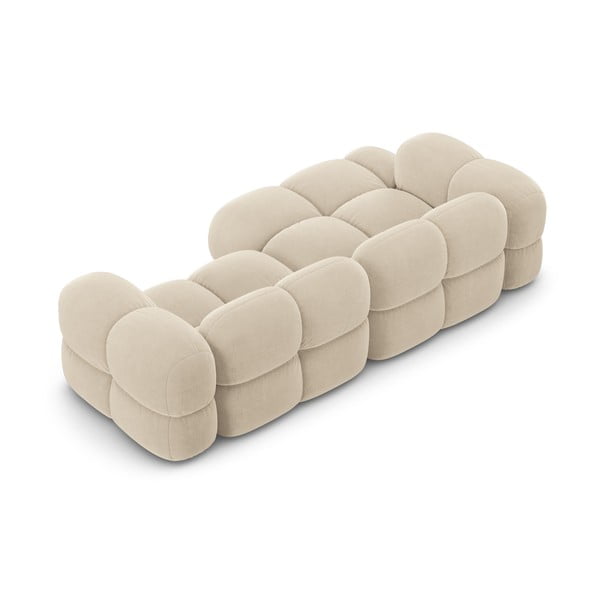 Beżowy aksamitny narożnik (lewostronny/z szezlongiem) Loretto – Cosmopolitan Design-image-4