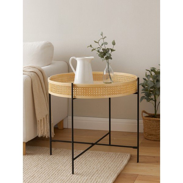 Rattanowy okrągły stolik w naturalnym kolorze ø 60 cm Depok – Premier Housewares-image-2