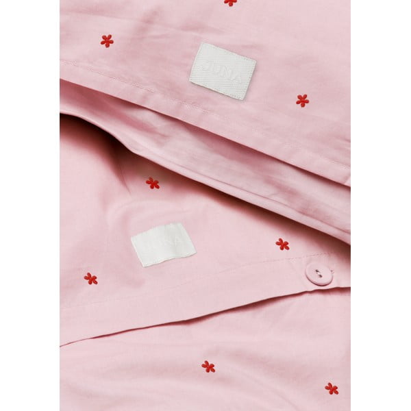 Różowa pościel jednoosobowa z perkalu bawełnianego 140x200 cm Daisy – JUNA-image-3