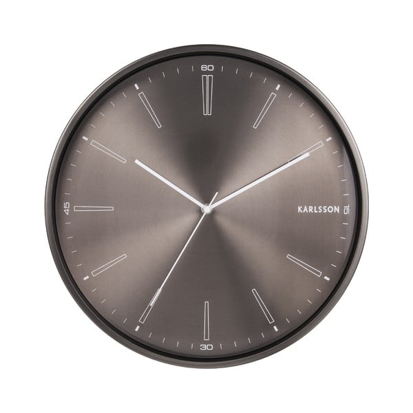 Ciemnoszary metalowy zegar Karlsson Distinct, ø 40 cm