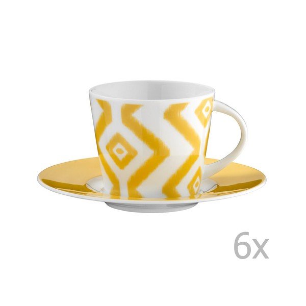 Zestaw 6 filiżanek porcelanowych do herbaty ze spodkami Vasilissa, 200 ml