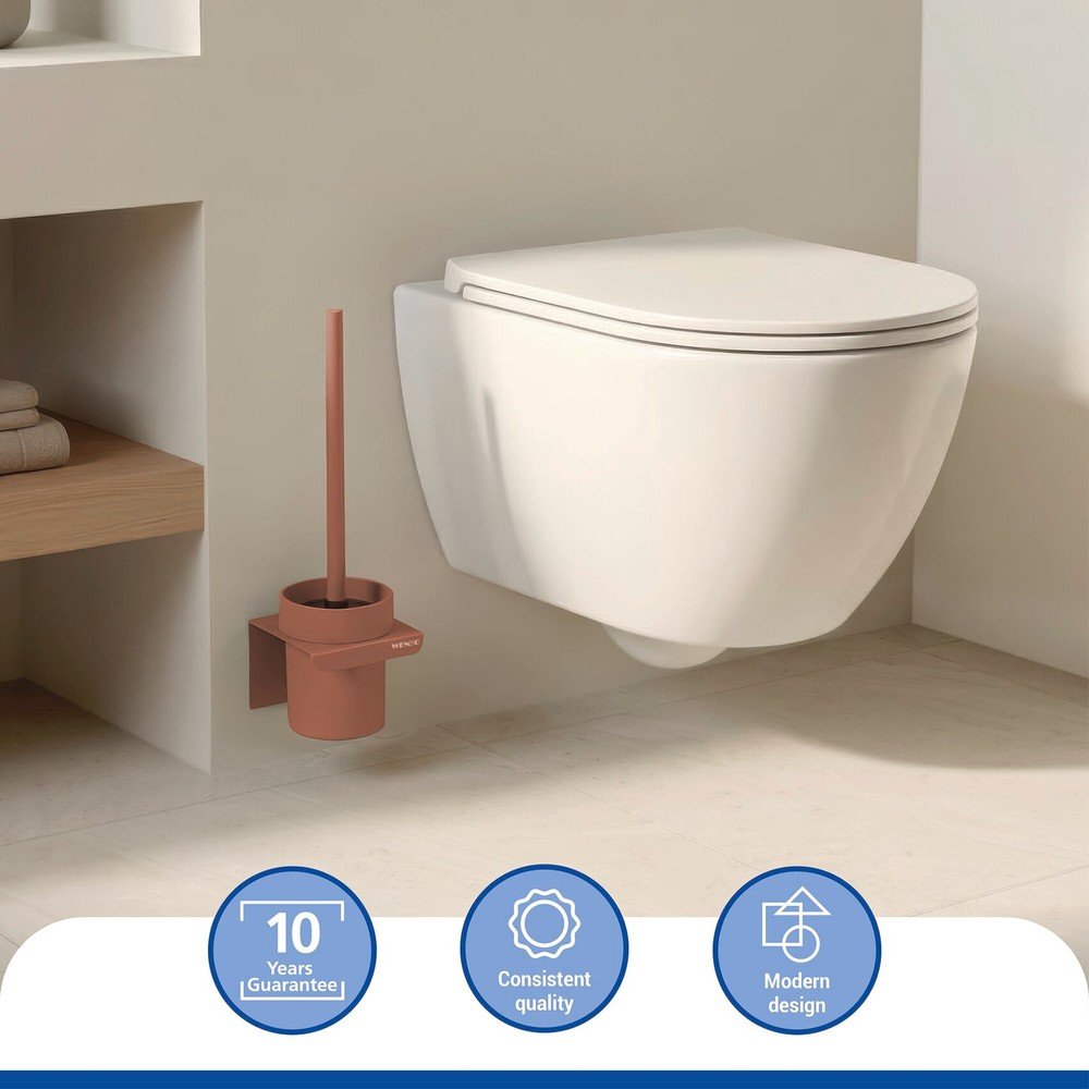 Brązowa plastikowa szczotka do WC z mocowaniem Turbo-loc bez wiercenia Lizan – Wenko (zdjęcie 4)