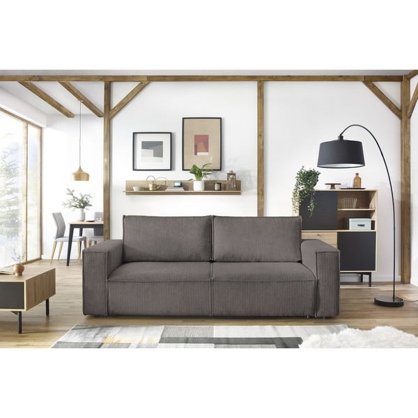 Szarobrązowa sztruksowa rozkładana sofa 245 cm Nihad – Bobochic Paris-image-1