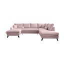 Pudroworóżowa rozkładana sofa w kształcie litery "U" Miuform Charming Charlie, prawostronna