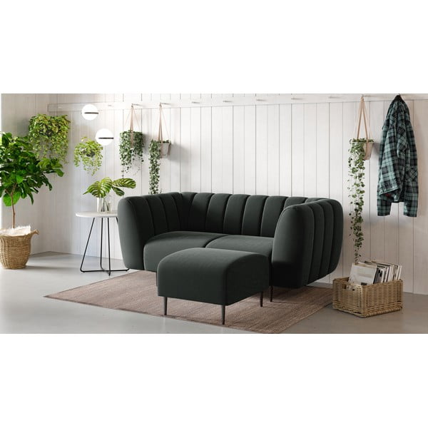 Ciemnoszary aksamitny podnóżek Ghado Shel-image-1