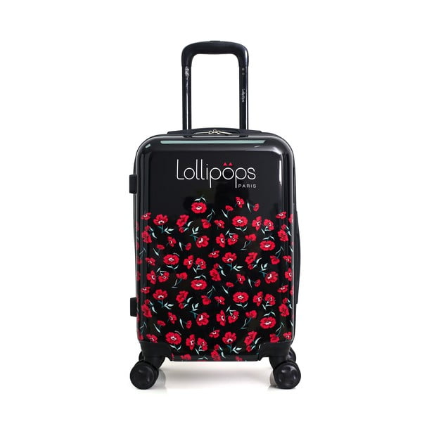 Czarno-czerwona walizka fakturowana z 4 kółkami Lollipops Poppy