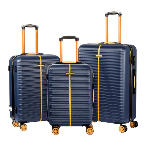 Zestaw 3 niebieskich walizek na kółkach Travel World Amazonia