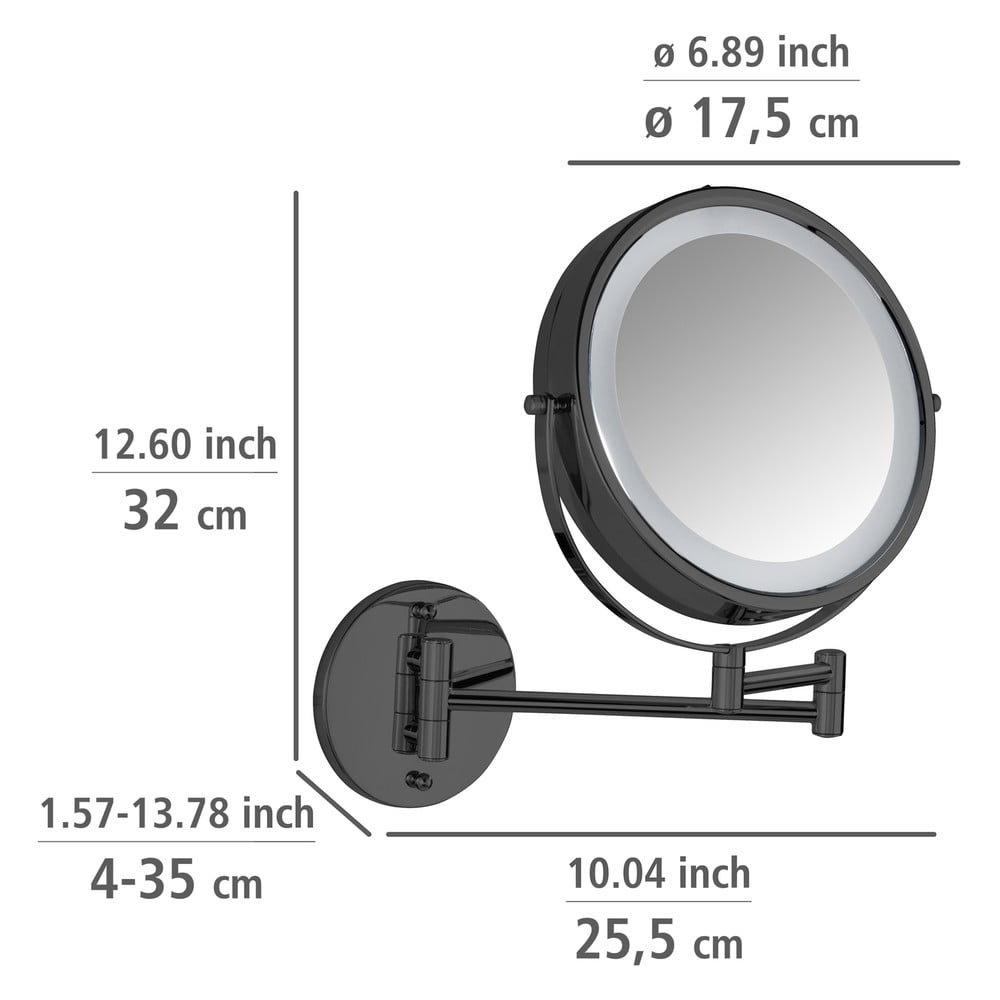 Lustro kosmetyczne z oświetleniem/powiększające (powiększenie 5x) ø 25,5 cm Lumi – Wenko (zdjęcie 4)