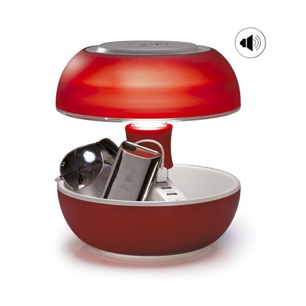Lampa stołowa, ładowarka i głośnik w jednym Joyo Light, czerwona