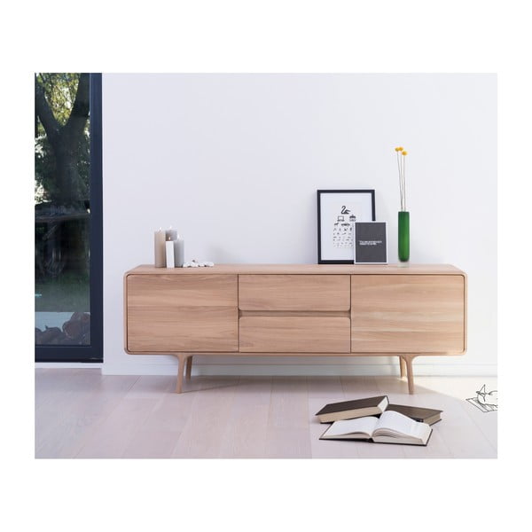 Szafka pod TV z litego drewna dębowego Gazzda Fawn-image-1