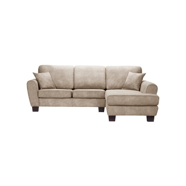 Beżowa sofa narożna z szezlongiem po prawej stronie Rodier Intérieus Tweed