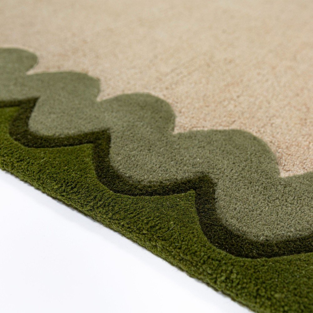 Zielony/w naturalnym kolorze wełniany dywan tkany ręcznie 140x200 cm Wiggle Wool – Flair Rugs (zdjęcie 4)
