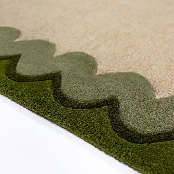 Zielony/w naturalnym kolorze wełniany chodnik tkany ręcznie 80x230 cm Wiggle Wool – Flair Rugs-image-2