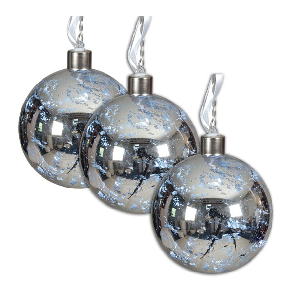 Zestaw 3 świątecznych bombek szklanych w srebrnej barwie z LED Naeve, Ø 13 cm