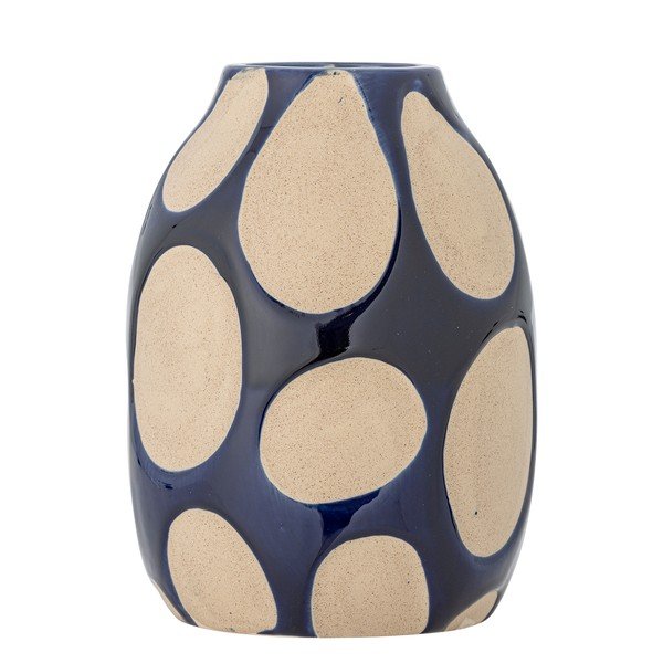 Ciemnoniebieski/kremowy kamionkowy wazon (wysokość 20 cm) Bashir – Bloomingville