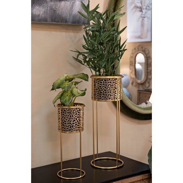 Metalowe kwietniki 2 szt. ø 17 cm (wysokość 46 cm) Nat – Mauro Ferretti-image-1