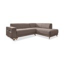 Brązowy rozkładany/ze schowkiem narożnik (prawostronny/w kształcie litery L) Classy Sophie – Miuform