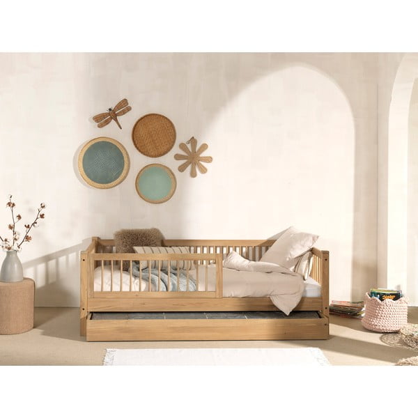 Łóżko dziecięce z litego drewna dębowego z wysuwanym łóżkiem i stelażem 90x200 cm Forrest – Vipack-image-1