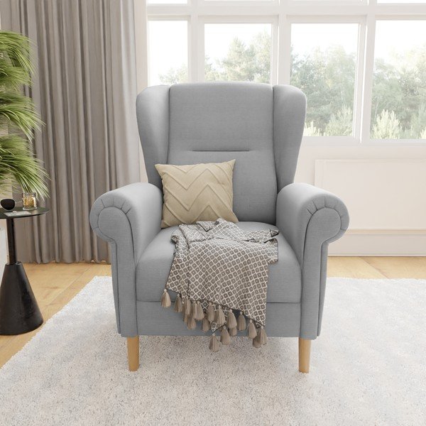 Jasnoszary fotel typu uszak Swan – Ropez-image-1