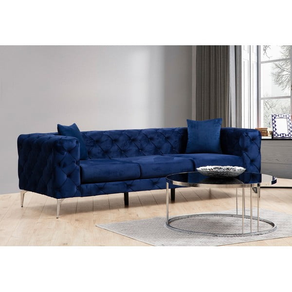 Ciemnoniebieska aksamitna sofa 237 cm Como – Artie-image-1