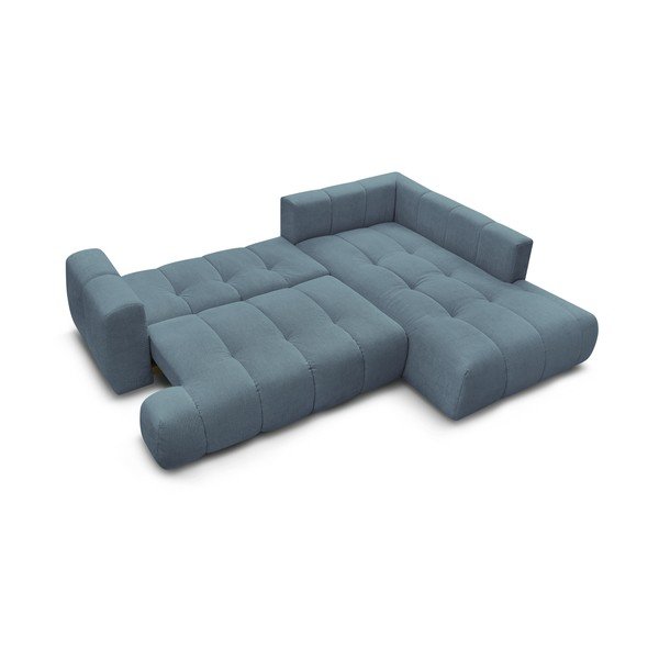 Niebieski rozkładany/ze schowkiem narożnik (prawostronny/w kształcie litery L) Fuji – Bobochic Paris-image-4