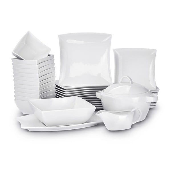 Biały porcelanowy komplet obiadowy 40-częściowy Duo Gift