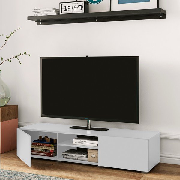 Biała szafka pod TV 140x31 cm Podium – TemaHome -image-1