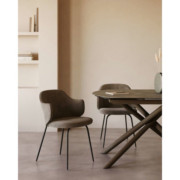 Brązowe tapicerowane fotele jadalniane zestaw 2 szt. Yunia – Kave Home-image-2