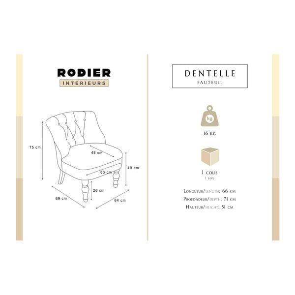 Kremowy fotel Rodier Flanelle-image-3