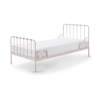 Różowe metalowe łóżko dziecięce Vipack Alice, 90x200 cm
