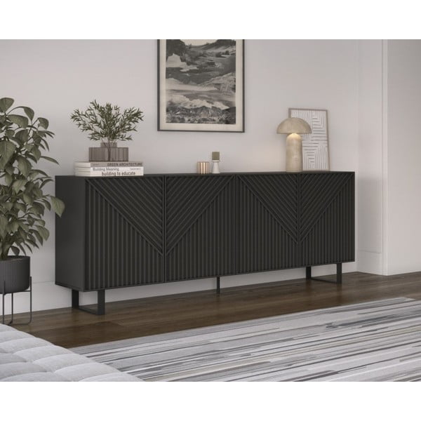 Czarna komoda 201x80x40 cm Peta – Marckeric-image-1