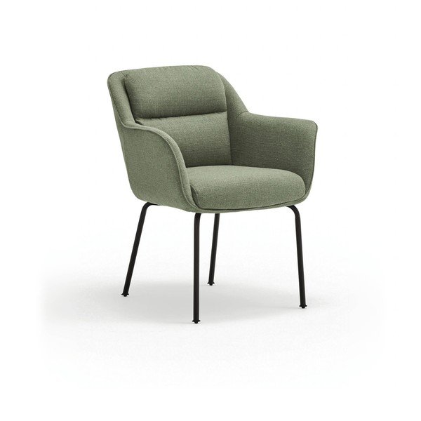 Zielony tapicerowany fotel jadalniany z podłokietnikami Sadira – Teulat